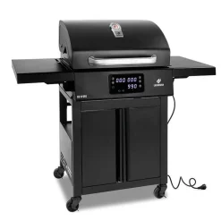 Elgrill*Landmann 1192 Black 2023 med Gjutjärnsgaller med Inbyggd Termometer & Sidobord