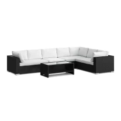 Comfort Garden Bahamas L-formad utesoffa vänster, 7-sits med bord och hylla