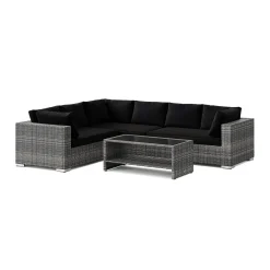 Comfort Garden Bahamas L-formad utesoffa höger, 6-sits med bord och hylla