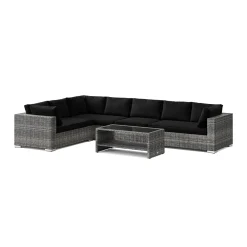 Comfort Garden Bahamas L-formad utesoffa höger, 7-sits med bord och hylla
