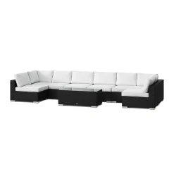 Altanmöbler|Konstrottingmöbler*Comfort Garden Bahamas U-formad utomhus loungegrupp med öppet avslut, 8-sits med bord