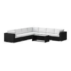 Comfort Garden Bahamas utomhus hörnsoffa 7-sits vändbar och bord med hylla