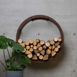 GrillSymbol Bern 72 cm Cortenstål Väggfäst Vedhylla