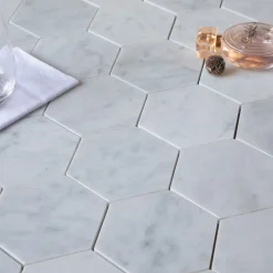 Marmor|Sten Grus & Sand*ArtStone Bianco Carrara C Hexagon Polerad 5x5 cm