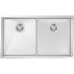 Diskbänk & Diskho*DecoSteel Combo Slim 3636 Rostfri Dubbel med Korgventil & Vattenlås