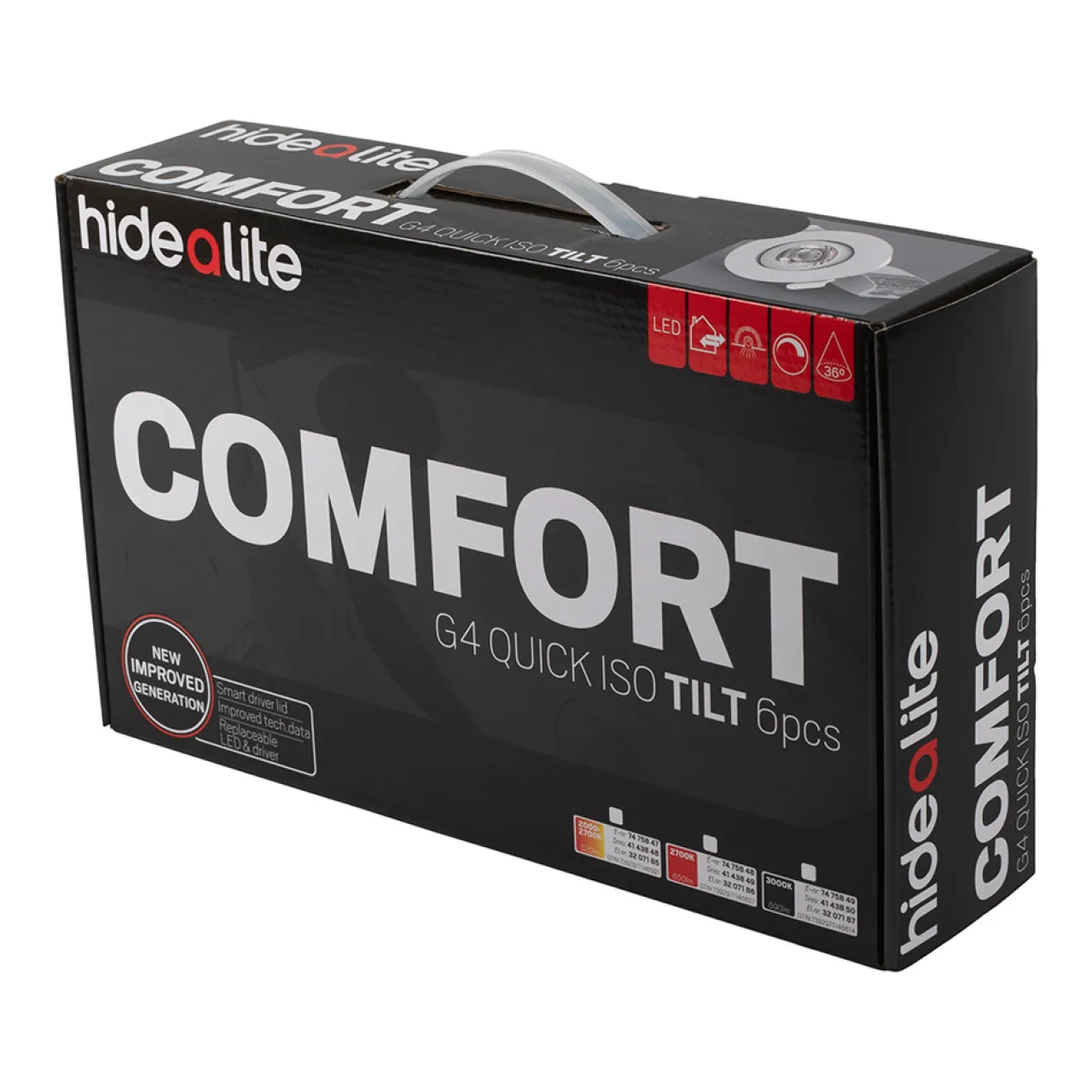 Hide-a-lite Comfort G4 Q ISO Tilt 6-pack LED Vit 930, Dimbar