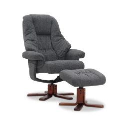 Fåtöljer*Hagagruppen Comfy Becca med Snurrfunktion & Fotpall Gråmelerad Klädsel