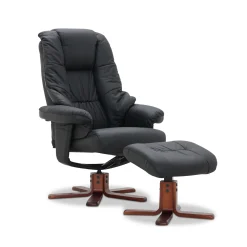 Hagagruppen Comfy Läder med Snurrfunktion & Fotpall Svart Konstläder