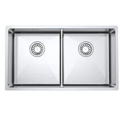 DecoSteel DI-ART 3636 Rostfri Dubbel med Korgventil & Vattenlås