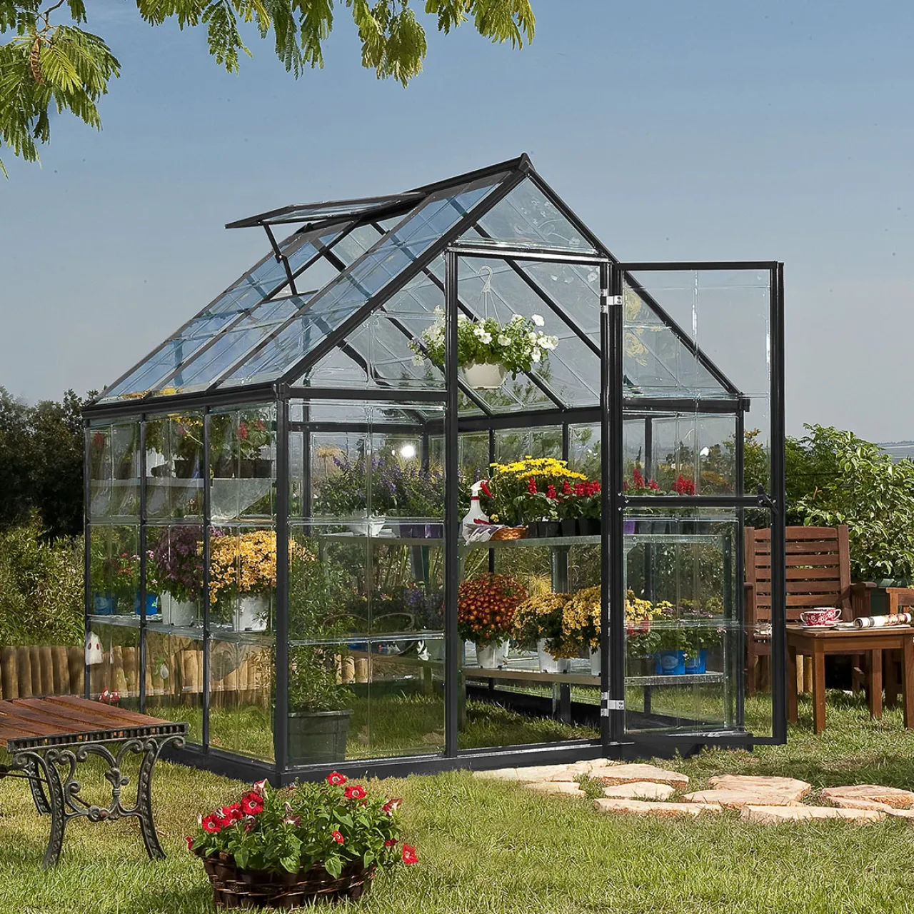 Canopia by Palram Harmony Aluminiumram med UV-Skyddad Polykarbonat & Ventilationsfönster, 2,3 m²