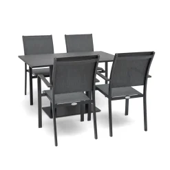 Hillerstorp Hånger 4st Stapelstolar med Näsby Cafébord 70x120cm