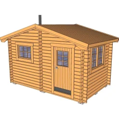 Baseco Laisa 10 m² Fristående Bastuhus med Sadeltak & 2-glas Fönster