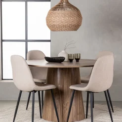 Bord|Matgrupp*Venture Home Lanzo Runt Matbord Ø120 cm & 4 Polar Stolar i Boucle