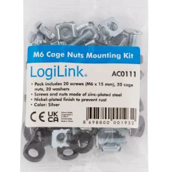 Tillbehör Hemelektronik*LogiLink Monteringssats M6 Serverskåp för Rack/Väggskåp 20-pack