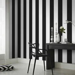 Kampanj Interiör|Kampanj Målarfärg & Tapet*Superfresco Easy 32-851 Non Woven, Randig Svart/Vit