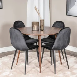 Bord|Matgrupp*Venture Home Plake med 4 Pobbie Stolar Sammet Runt