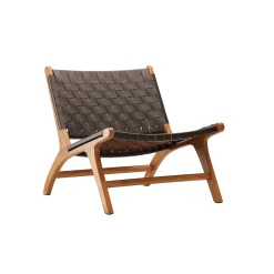 Fåtöljer*Vind Rike Fåtölj i Brun Konstläder & Teak