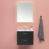 Badrumspaket*4AQUA Slim Svart Ek 60 med Lådor och Spegel Luna LED