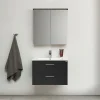 Badrumspaket*4AQUA Slim Svart Ek 80 med Lådor och Spegelskåp