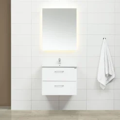 4AQUA Slim Vit 60 med Lådor och Spegel Luna LED