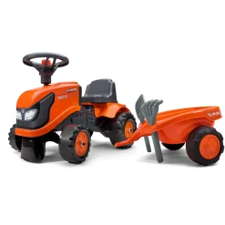 Barnfordon*Falk Traktor med trailer, kratta och skyffel Baby Kubota