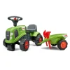Barn Falk Traktor med trailer, kratta och skyffel Baby Claas