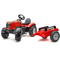Barnfordon*Falk Traktor med vagn Massey Ferguson