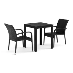 Comfort Garden Tunis utomhus caféset 70x70 cm med 2 Thor Light Trädgårdsfåtölj