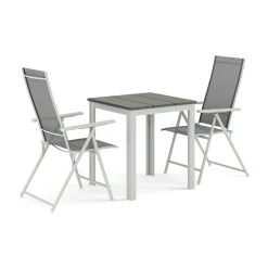 Comfort Garden Tunis utomhus caféset 70x70 cm med 2 Sanna positionsstolar