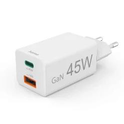 Hama 1x USB-C 1x USB-A GaN 45W Vit